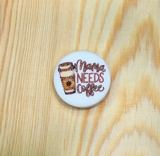 Mama needs coffee silicone focal bead - A109