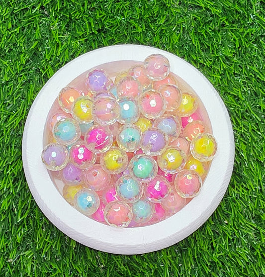 Double layer pastel color disco 16mm acrylic beads, 6pcs randomly packed