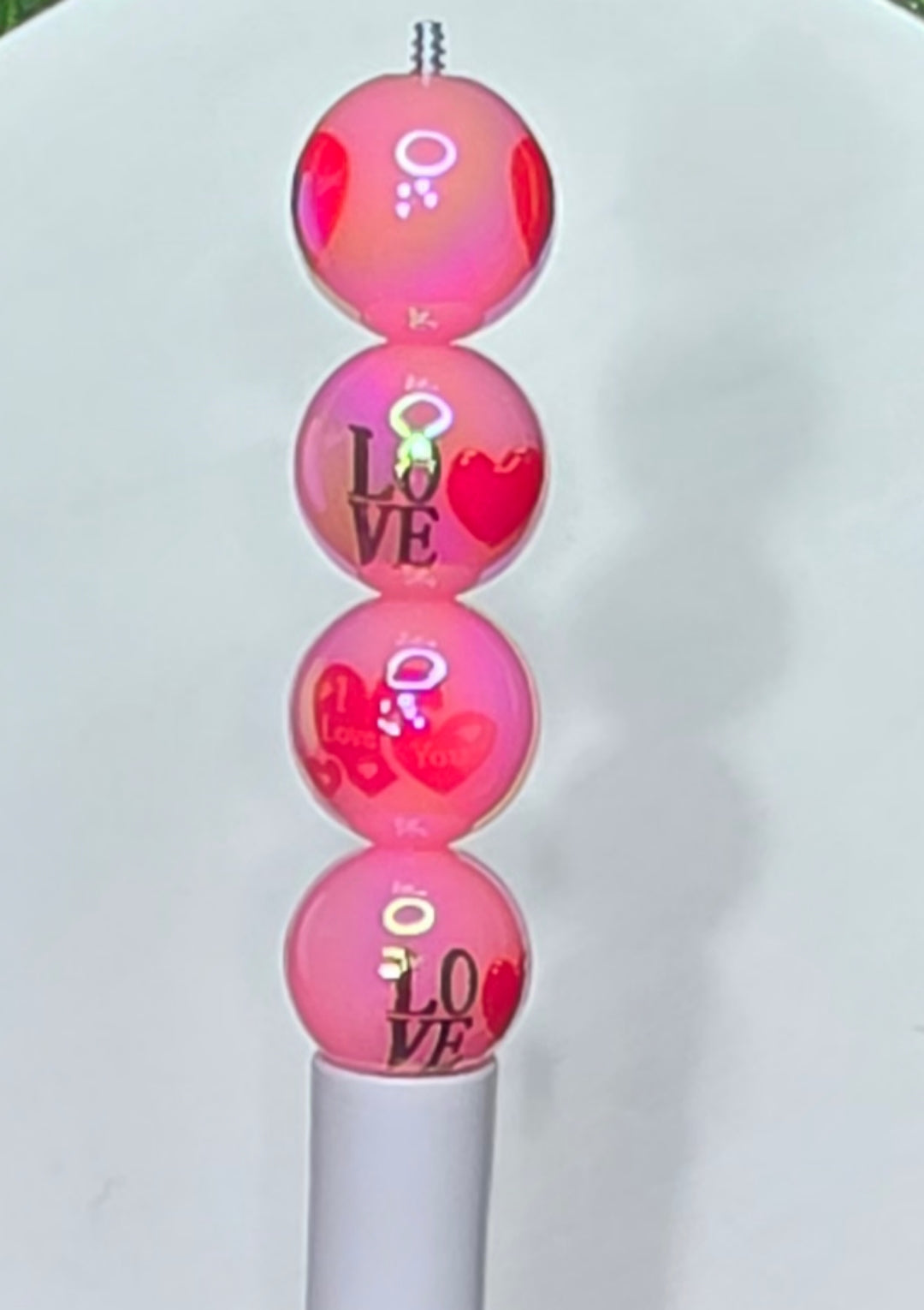 Pink 16mm LOVE acrylic beads