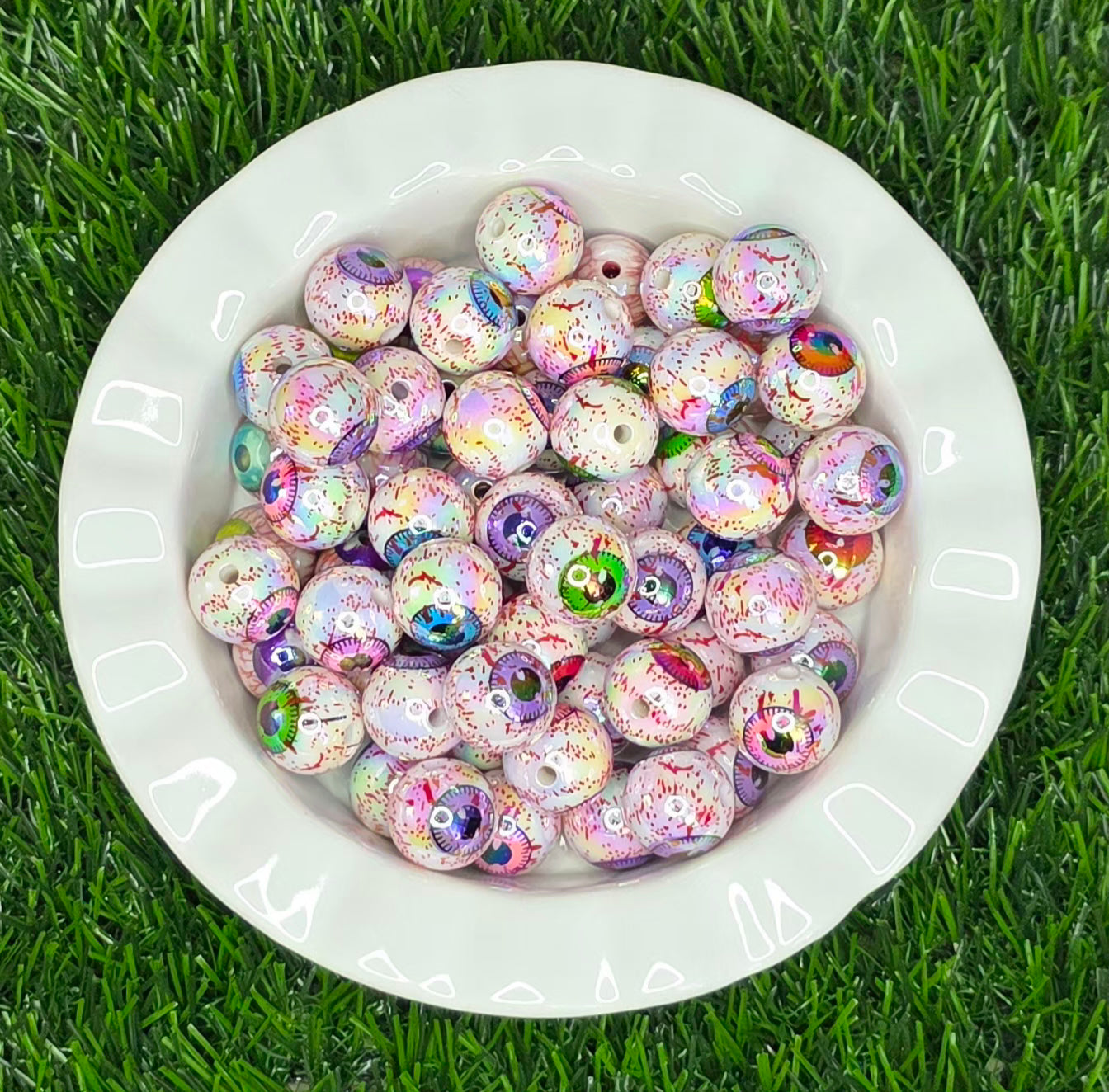 Creepy Colorful Eyeball Acrylic Beads – 5 Pack