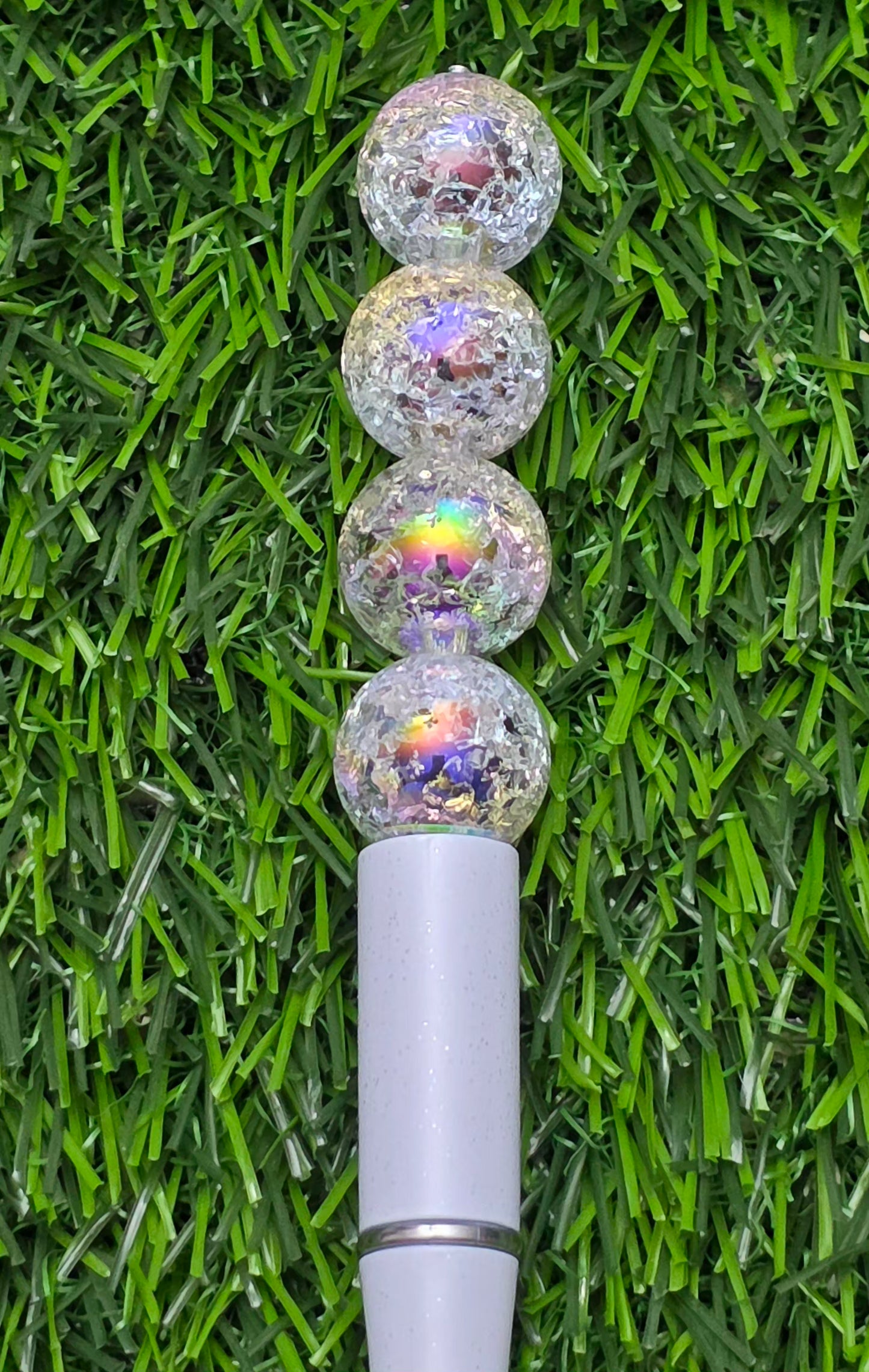 16MM Black Double Layer Iridescent Crackle Acrylic Beads – 5 Piece Pack