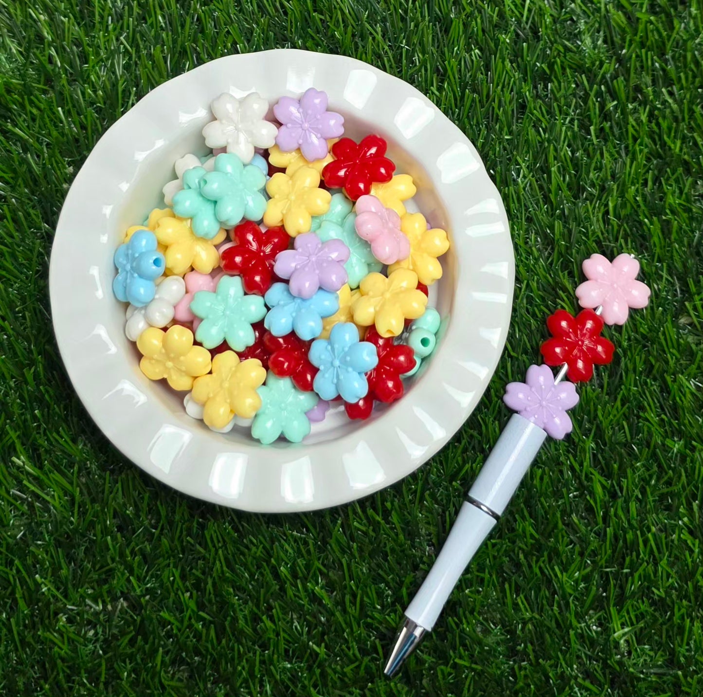 Flower Acrylic Beads – 4 Pack