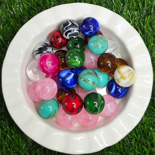 20mm Swirled Marble Acrylic Beads – 4 Pack