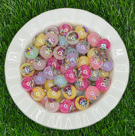 Pastel Sugar Skull Acrylic Beads – 5 Pack