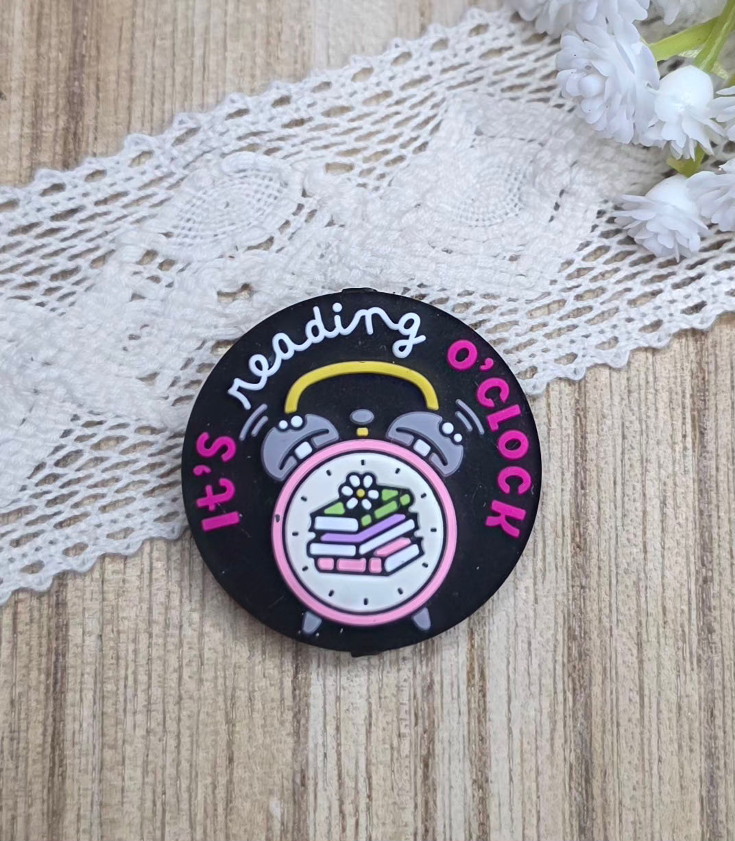 It’s Reading O’Clock Book Lover Silicone Focal Bead