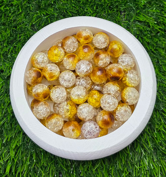 16MM Gold & Clear Crackle Acrylic Beads – 5 Piece Pack