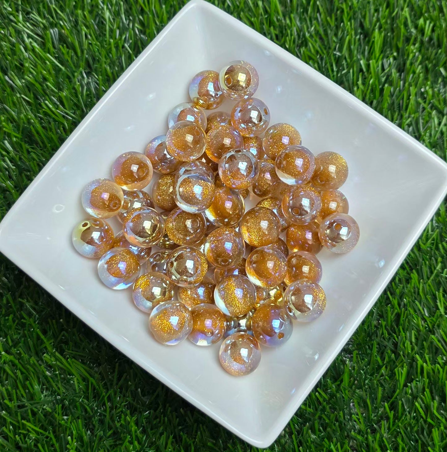 Bronze Glitter Shimmer Acrylic Beads – 16mm – 10 Pack