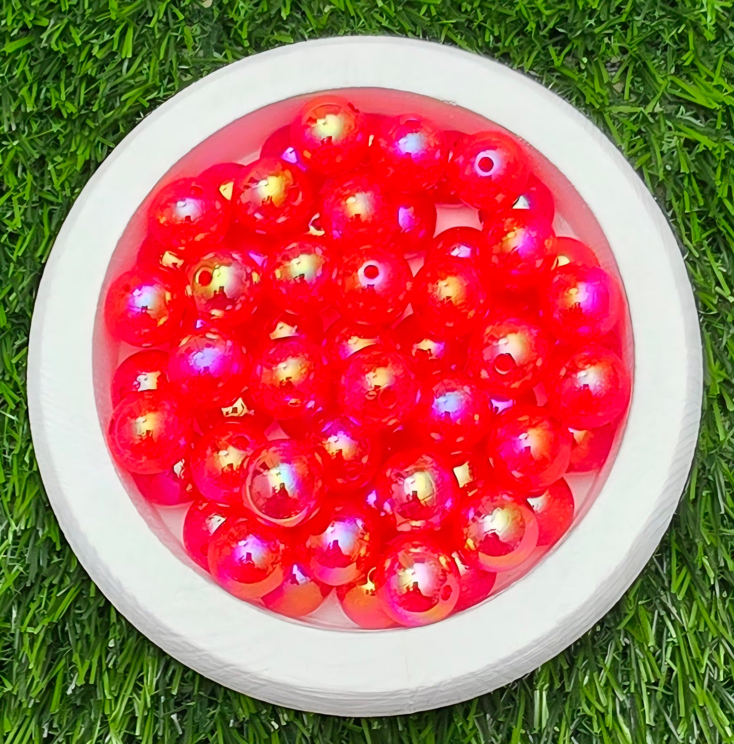 16MM Cherry Red Iridescent Acrylic Beads – 6 Piece Pack