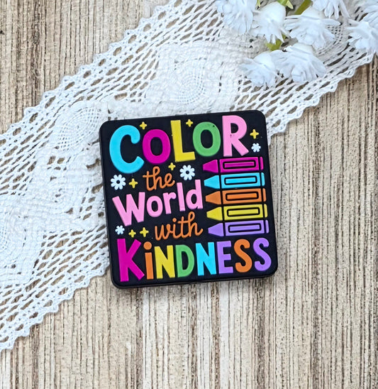 Color the World with Kindness Silicone Focal Bead | Teacher & School Craft Supply