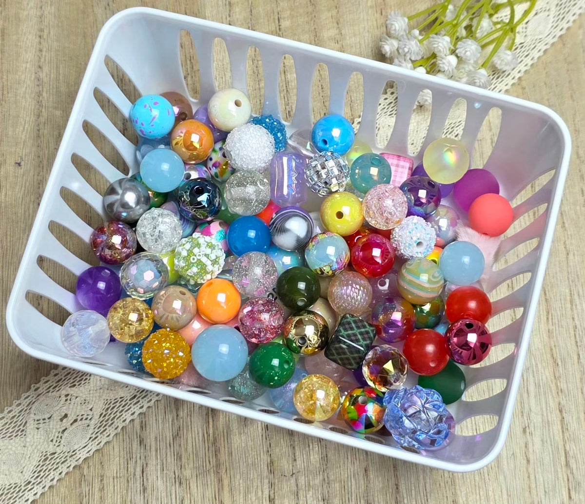100-Piece Mixed Acrylic Bead Lot – Clearance