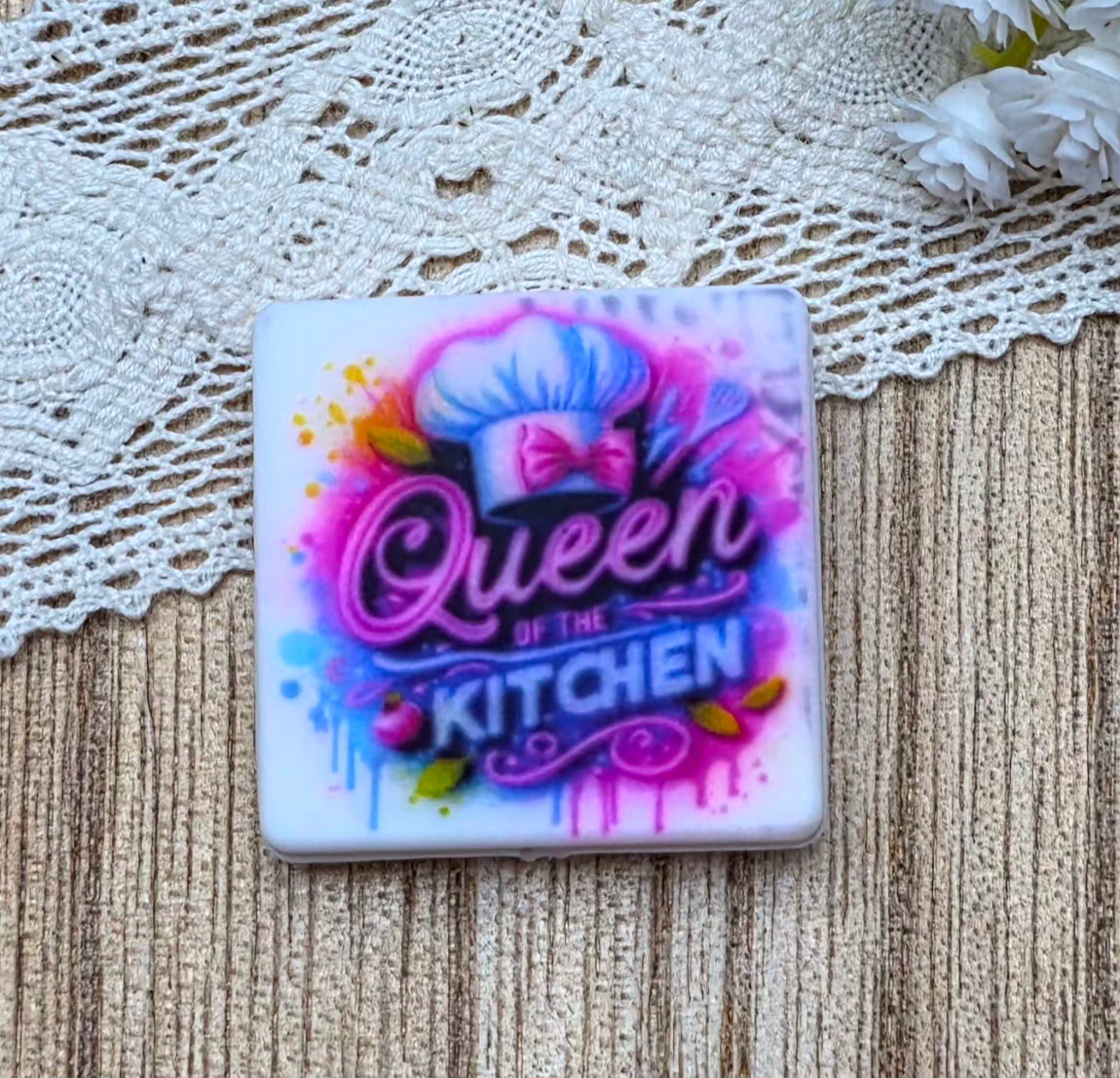Queen of the Kitchen Silicone Focal Bead – Colorful Chef Theme Focal