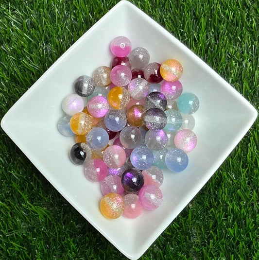 Multicolor Half Glitter Acrylic Bead Mix – 16mm – 10 Pack