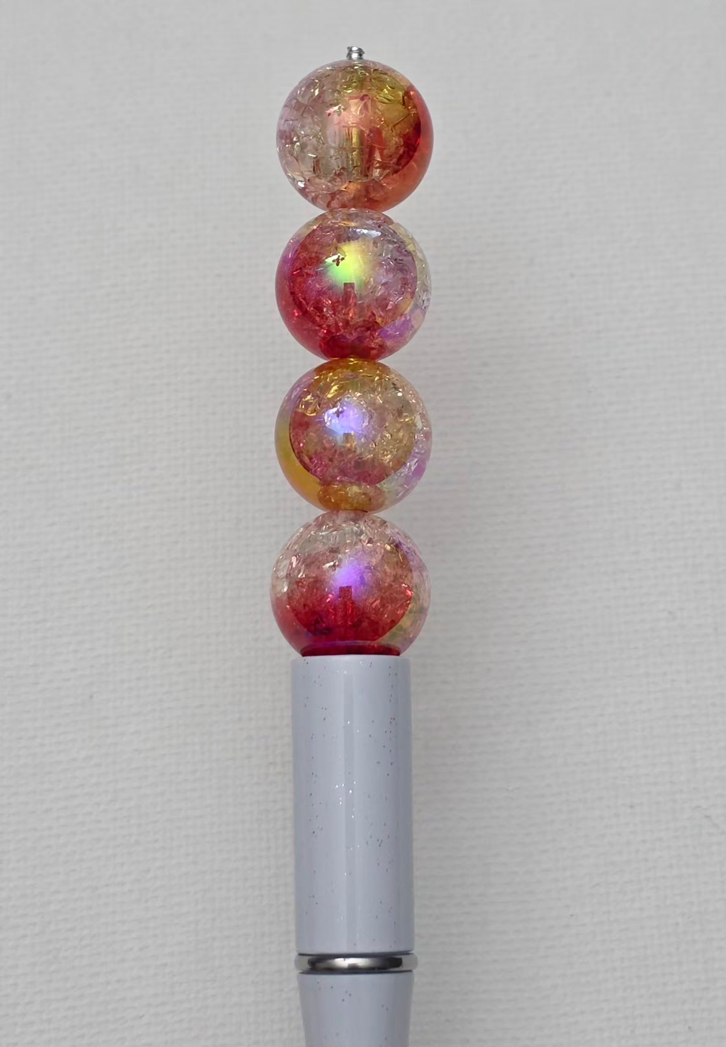 16MM Red Yellow Clear Three-Tone Iridescent Crackle Acrylic Beads – 5 Piece Pack