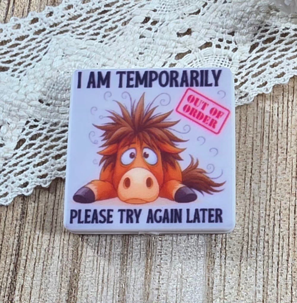 I Am Temporarily Out of Order Please Try Again Later Funny Horse Silicone Focal Bead