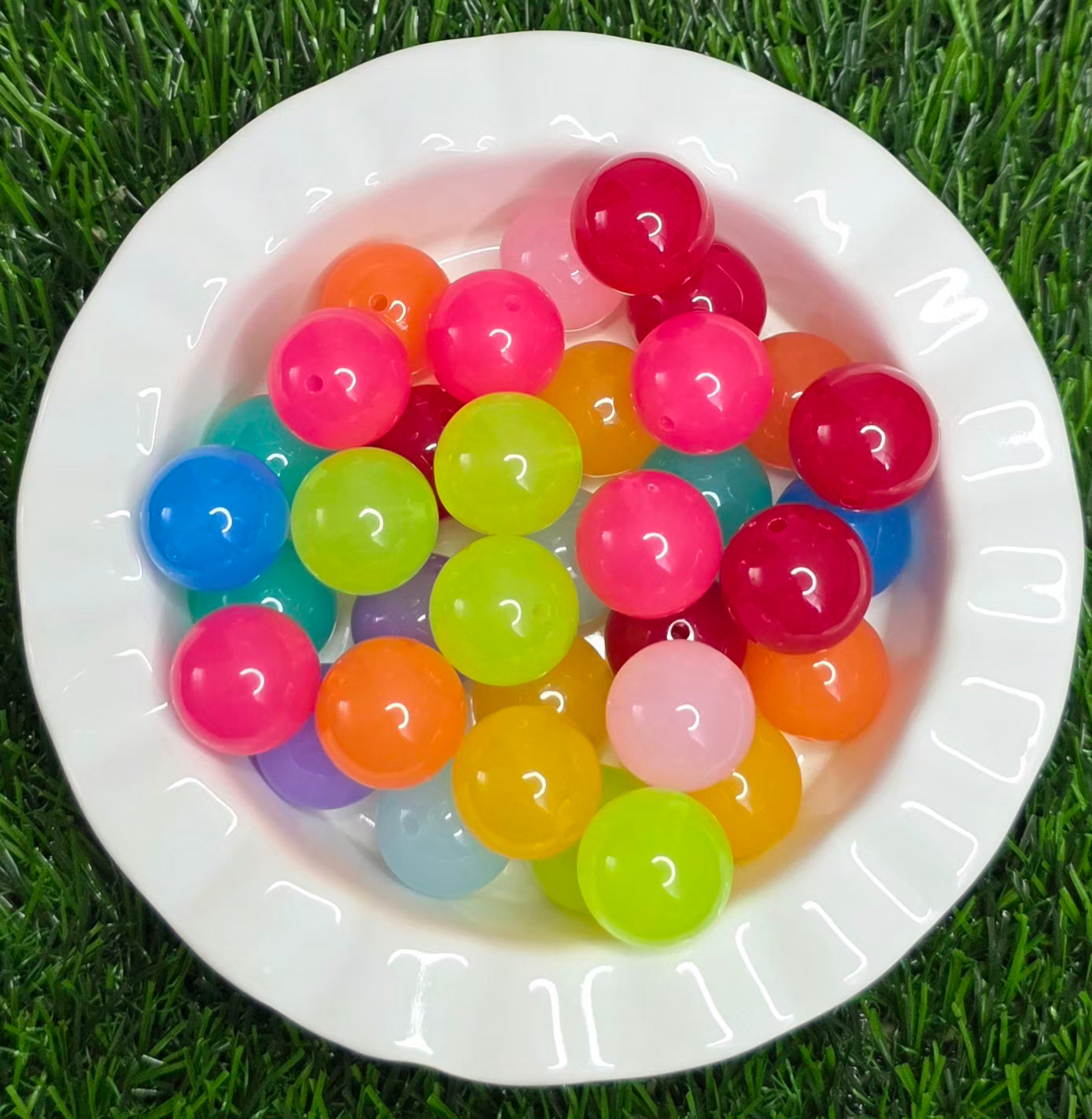 20mm Neon Jelly Acrylic Beads – 4 Pack