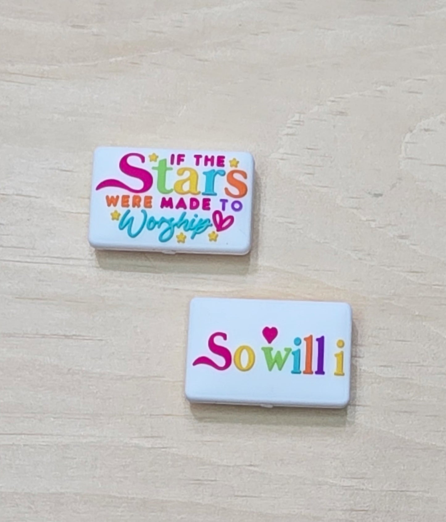 If the stars were made to worship so will I double-sided silicone focal bead - A574