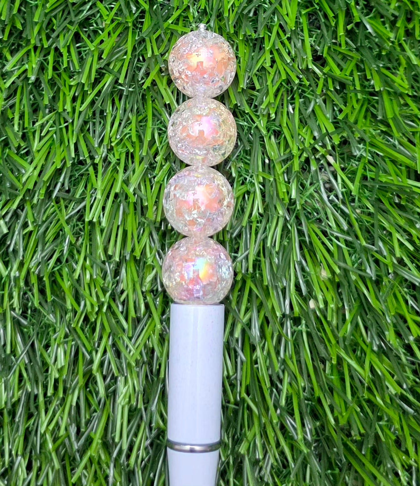 16MM Orange Peach Double Layer Iridescent Gold Flake Crackle Acrylic Beads – 5 Piece Pack