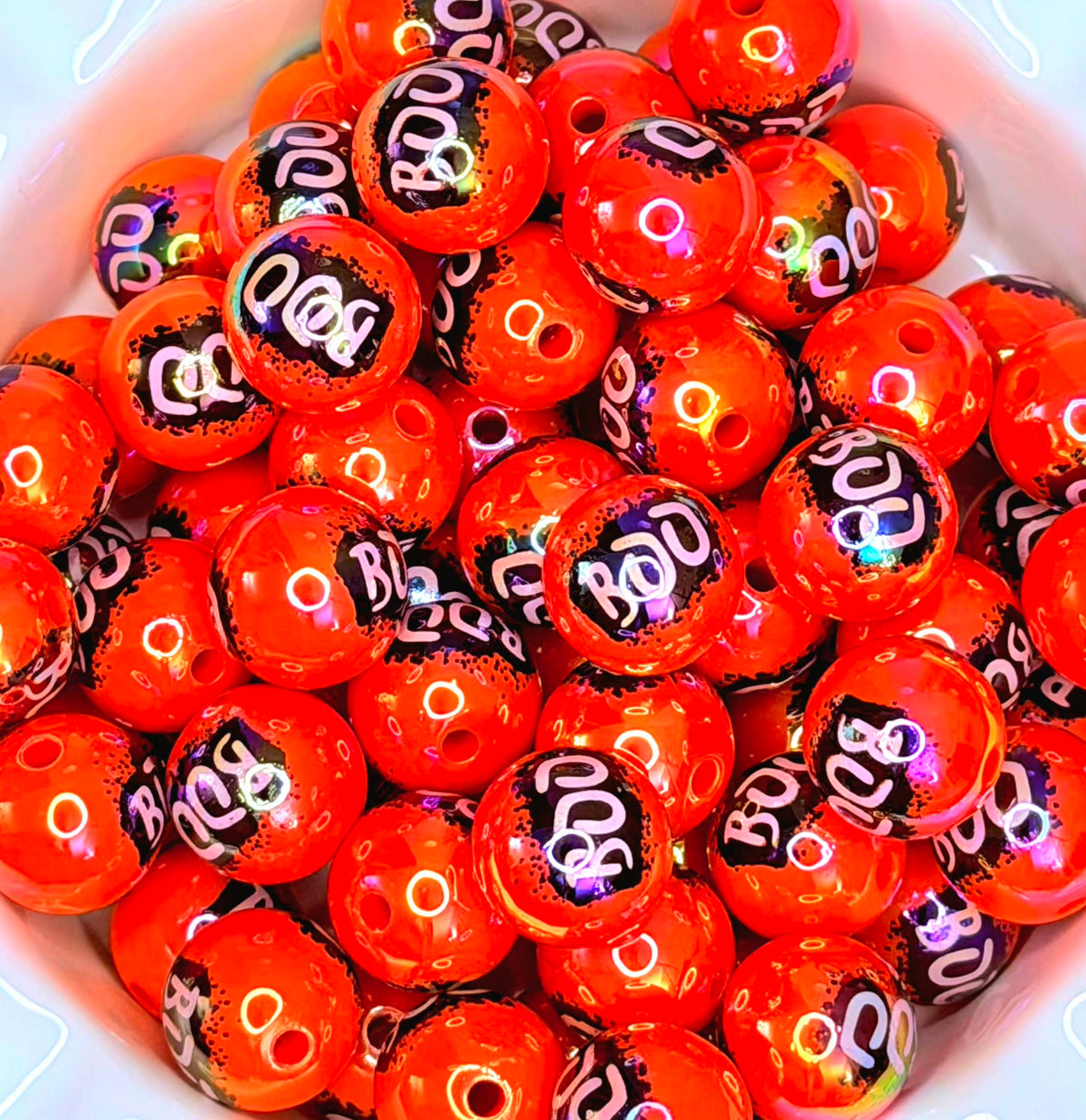 Orange BOO Acrylic Beads – 5 Pack