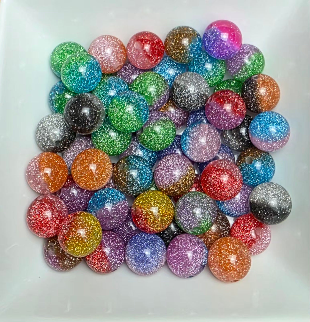 Multicolor Two-Tone Glitter Acrylic Bead Mix – 16mm – 10 Pack