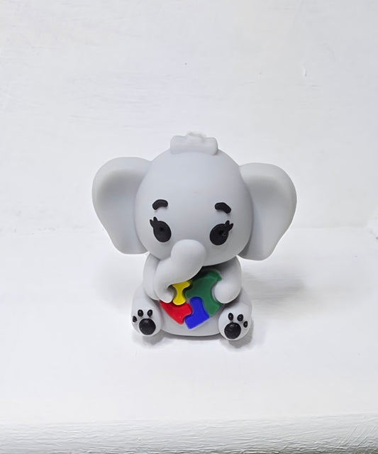 3D Autism Awareness Elephant silicone focal bead - A40