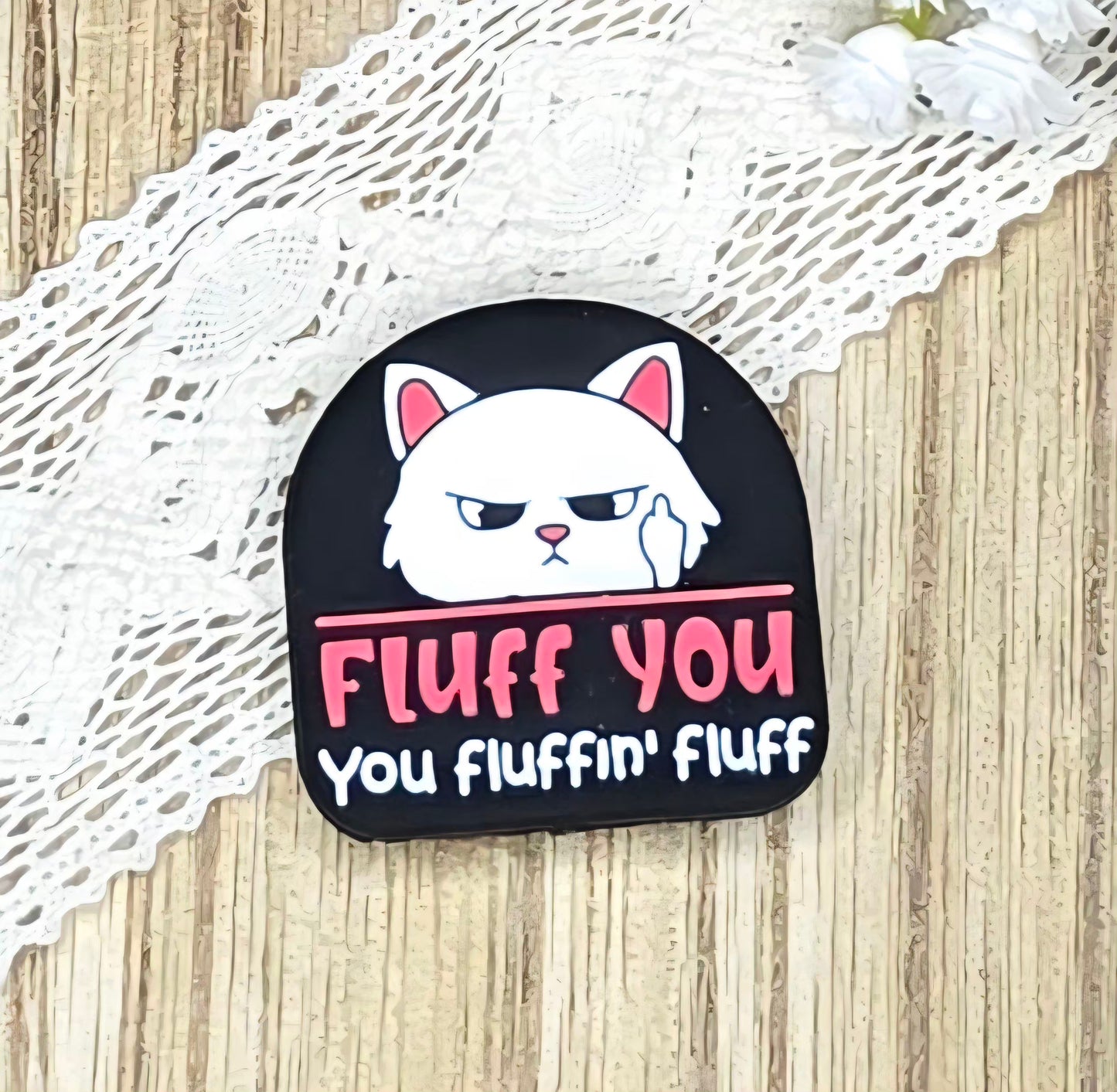Fluff You Cat Silicone Focal Bead | Funny Cat DIY Craft Supply