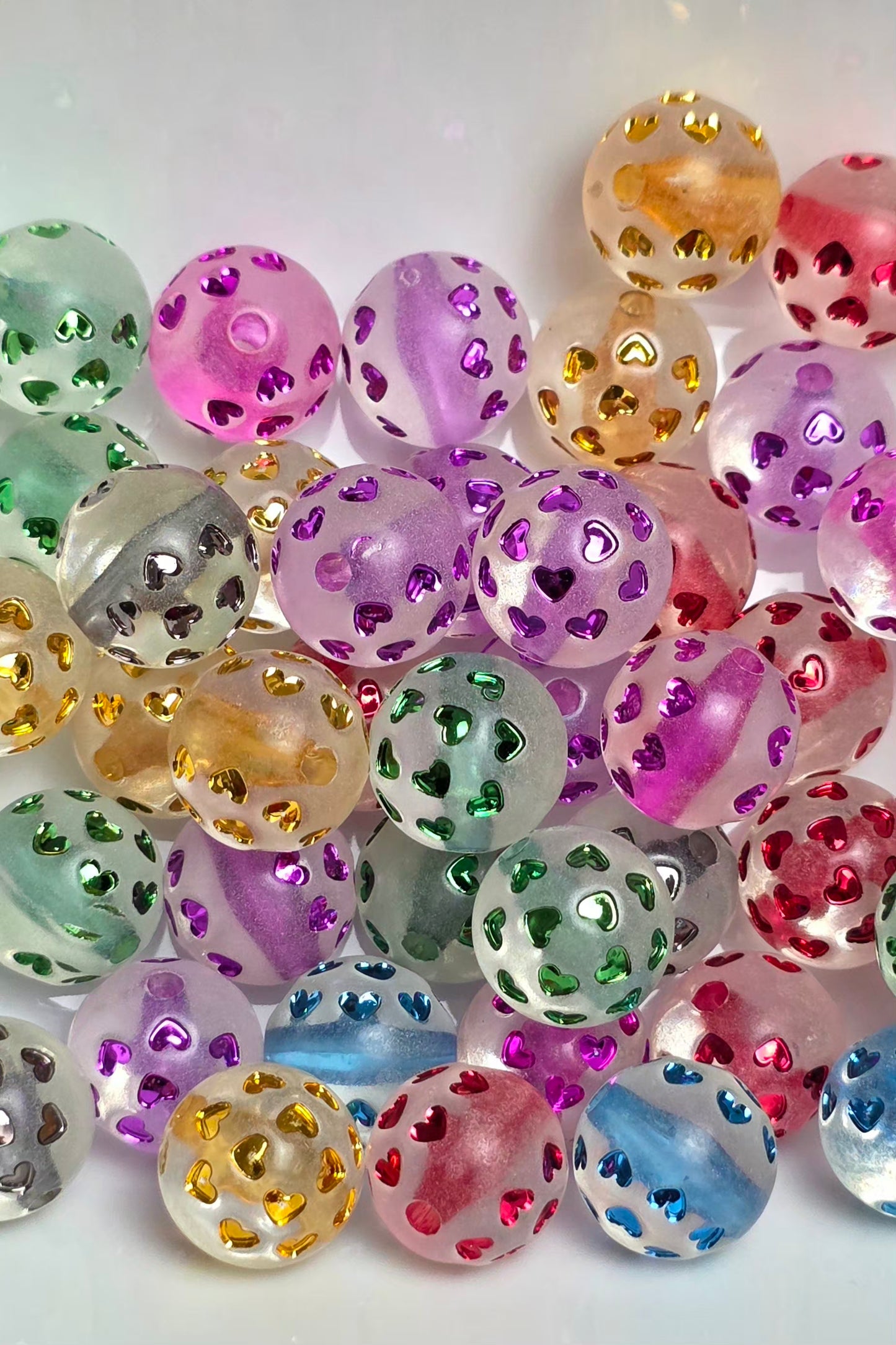 Frosted Love – 16mm Acrylic Bead Mix – 10 Pack