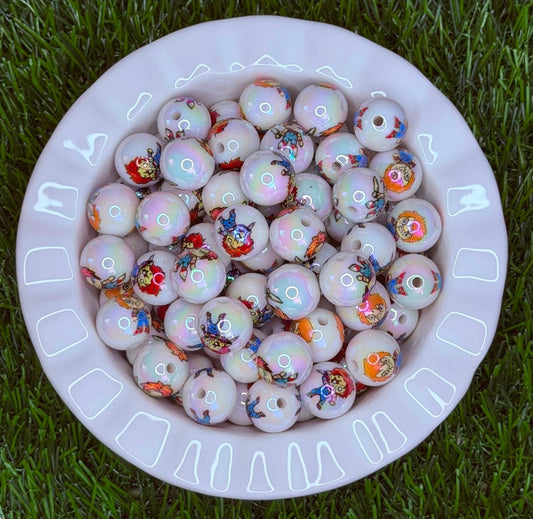 16MM Chucky Inspired Printed Acrylic Beads – 5 Piece Pack