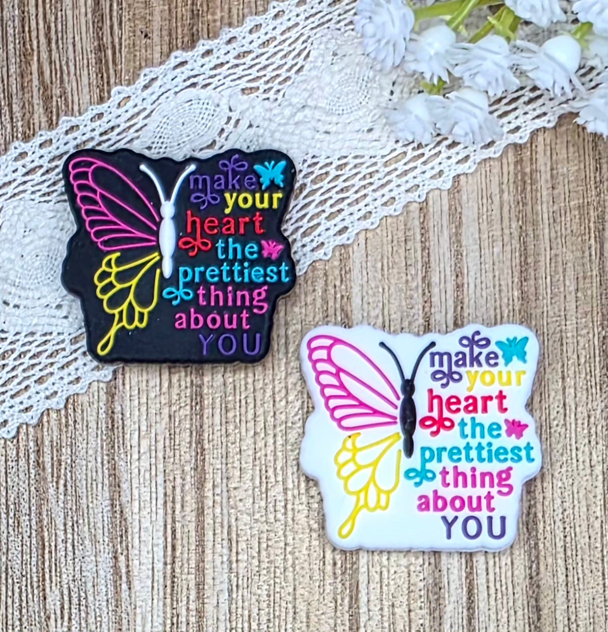 Make Your Heart the Prettiest Thing About You Butterfly Silicone Focal Bead | Inspirational DIY Craft Supply