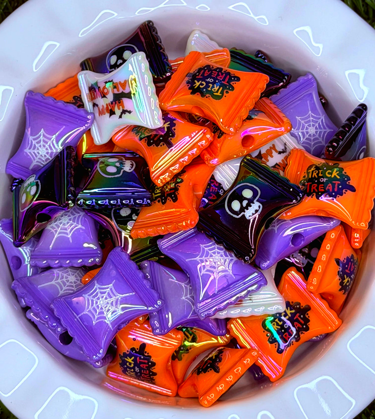 Halloween Candy Wrapper Acrylic Beads – 6 Pack