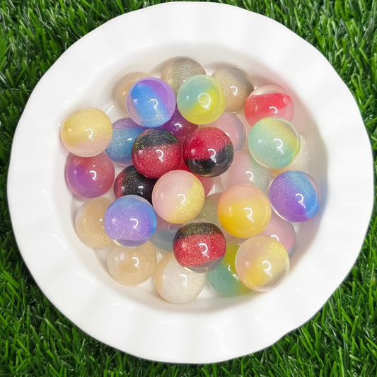 20mm Two-Tone Luminous Glow Glitter Acrylic Beads – 4 Pack