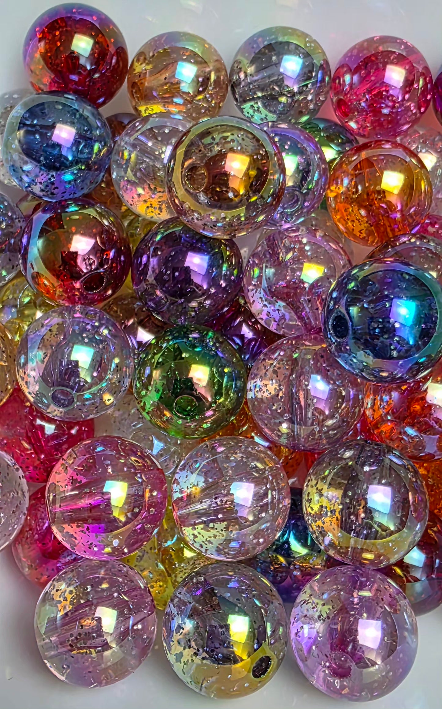 Multicolor Iridescent Confetti Acrylic Bead Mix – 16mm – 10 Pack