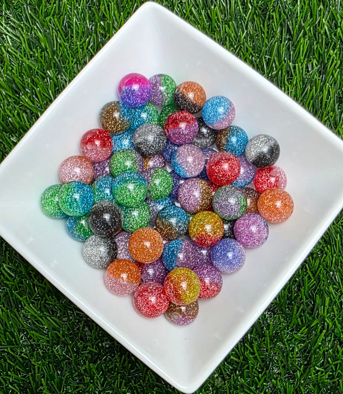 Multicolor Two-Tone Glitter Acrylic Bead Mix – 16mm – 10 Pack