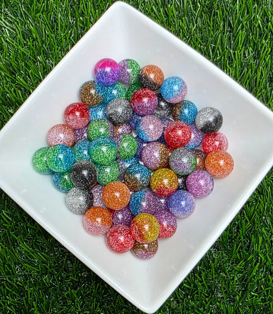 Multicolor Two-Tone Glitter Acrylic Bead Mix – 16mm – 10 Pack