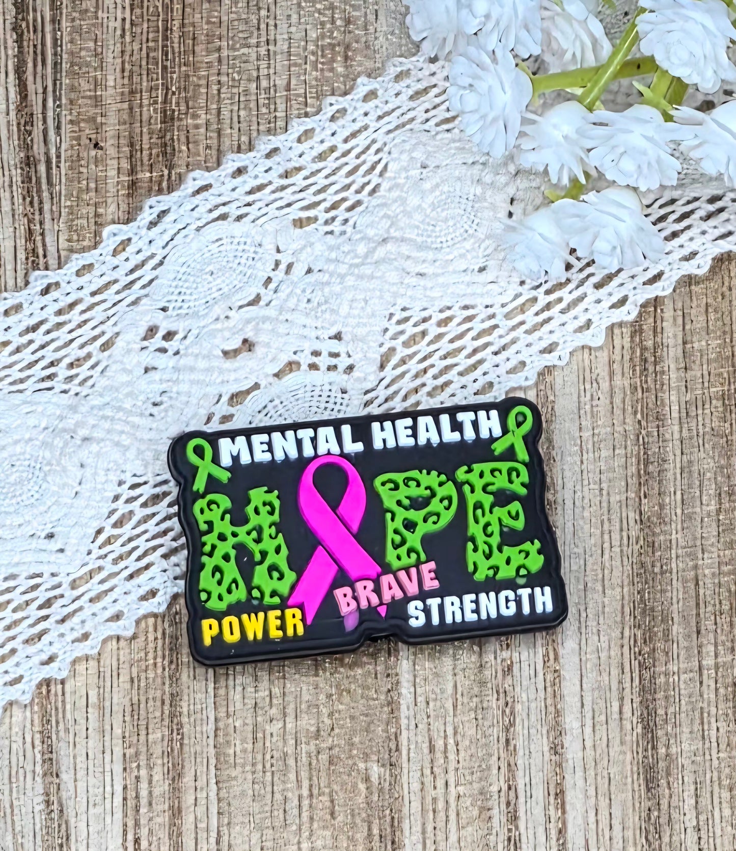 Mental Health Hope Silicone Focal Bead | Awareness Ribbon DIY Craft Supply