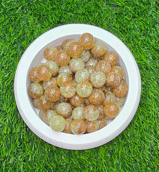 Ombre 16mm beads, Half bronze half gold 16mm glitter acrylic beads