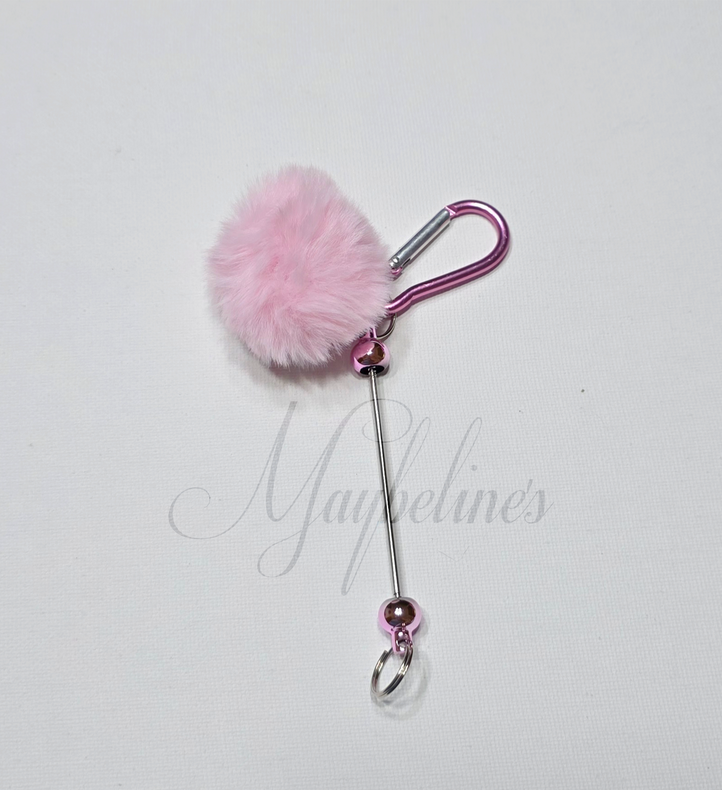 Beadable Keychain Bar with Pom Pom —  (DIY Blank)