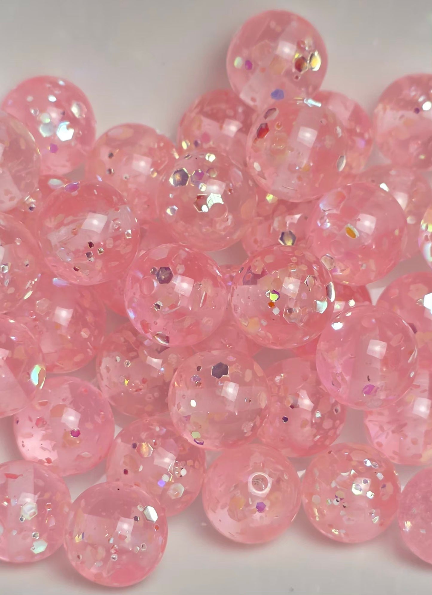 Rose Quartz Fizz – 16mm Glow-in-the-Dark Glitter Acrylic Beads – 10 Pack