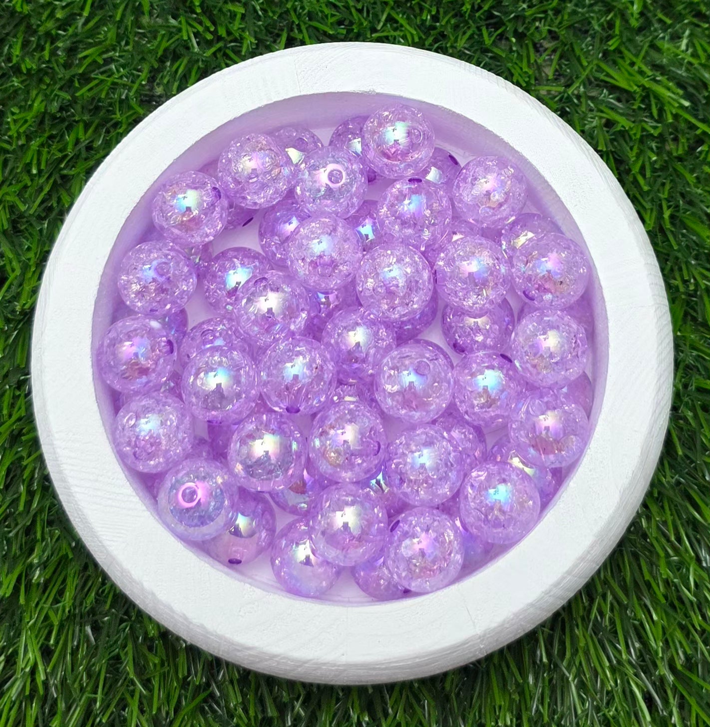 16MM Purple Iridescent Crackle Acrylic Beads – 6 Piece Pack