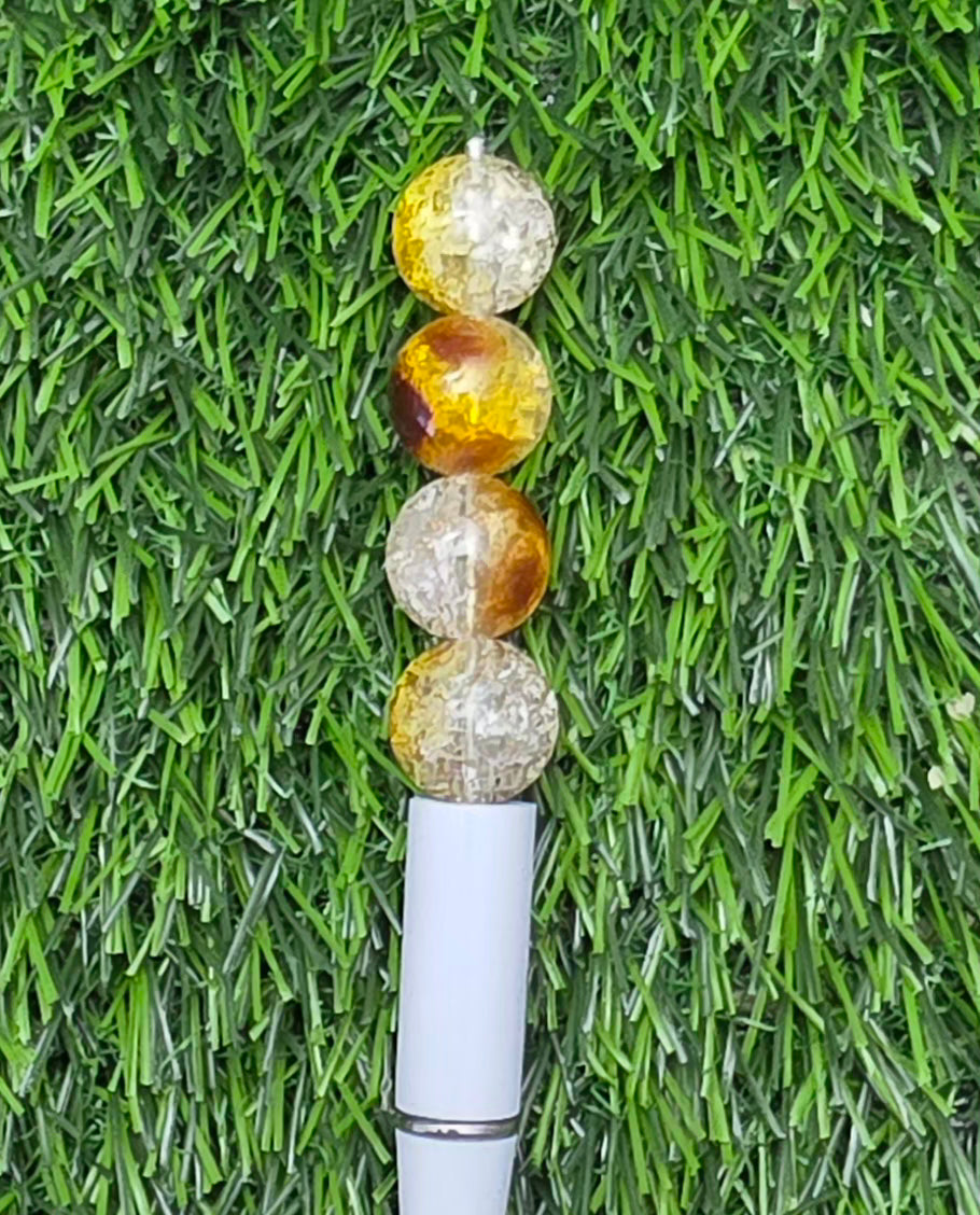 16MM Gold & Clear Crackle Acrylic Beads – 5 Piece Pack