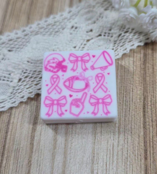 Pink Football Awareness Silicone Focal Bead – Coquette Sports Design