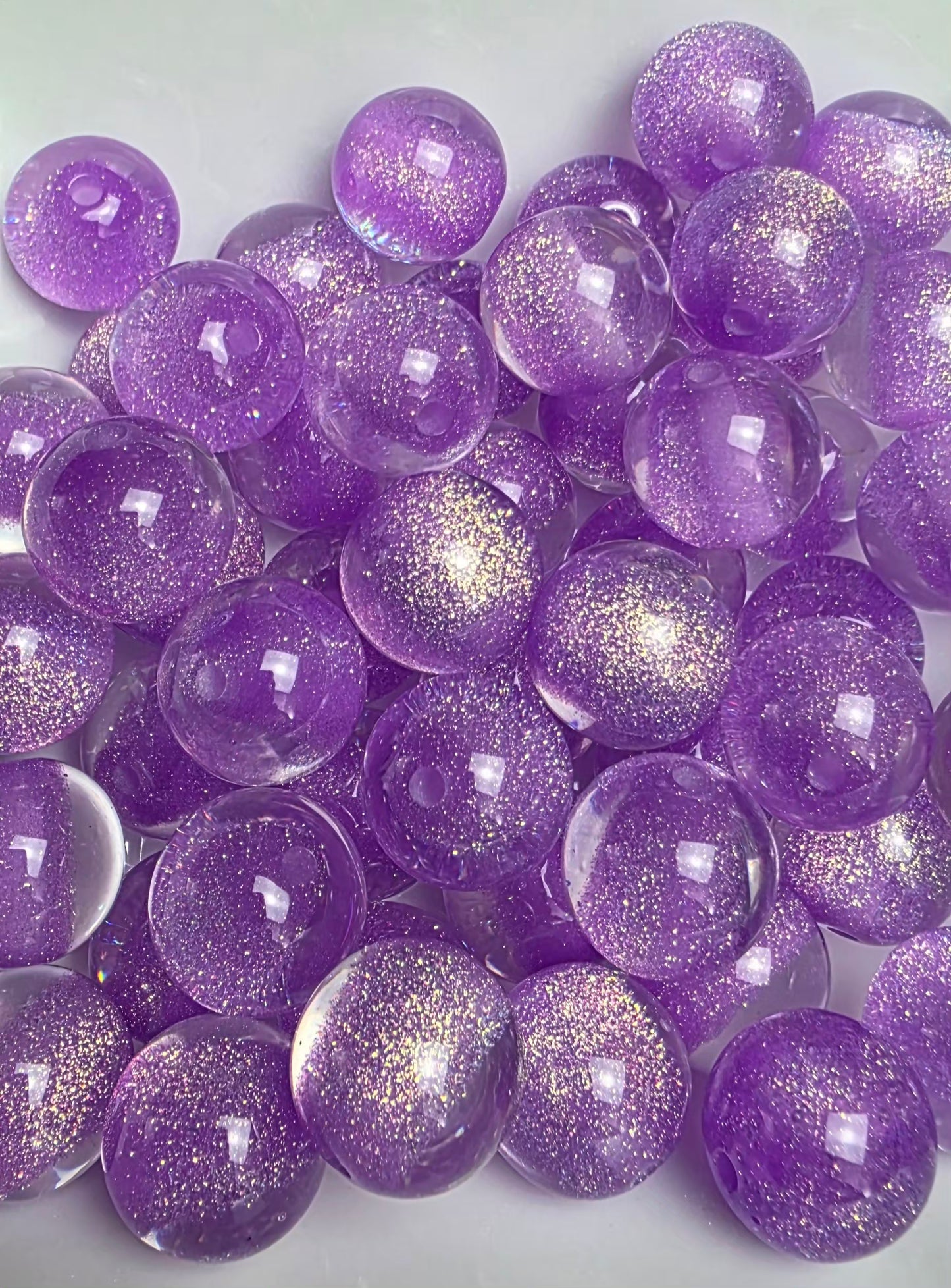 Purple Glitter Shimmer Acrylic Beads – 16mm – 10 Pack