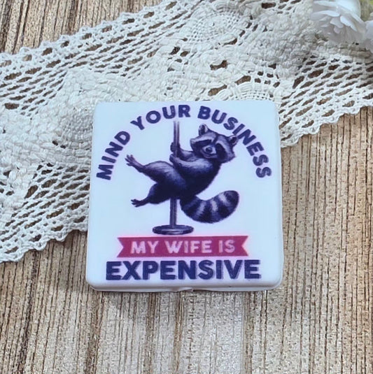 Funny Raccoon Silicone Focal Bead – My Wife Is Expensive
