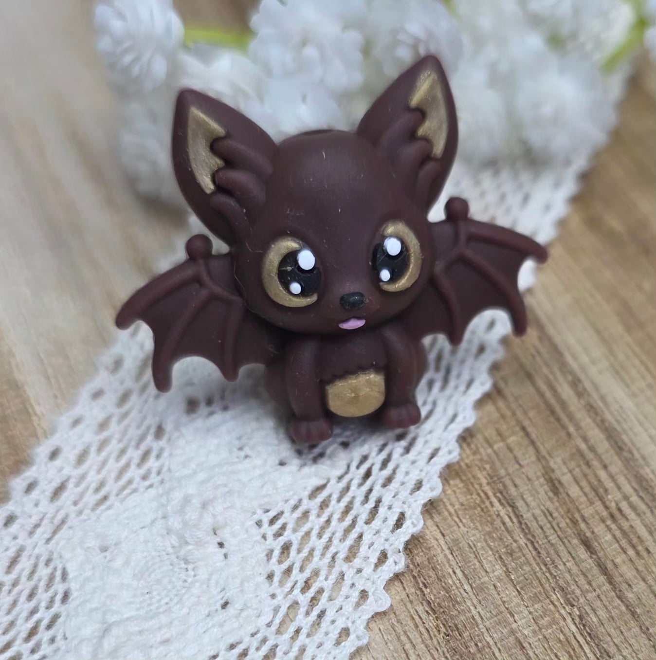 3D Cute Bat Silicone Focal Bead