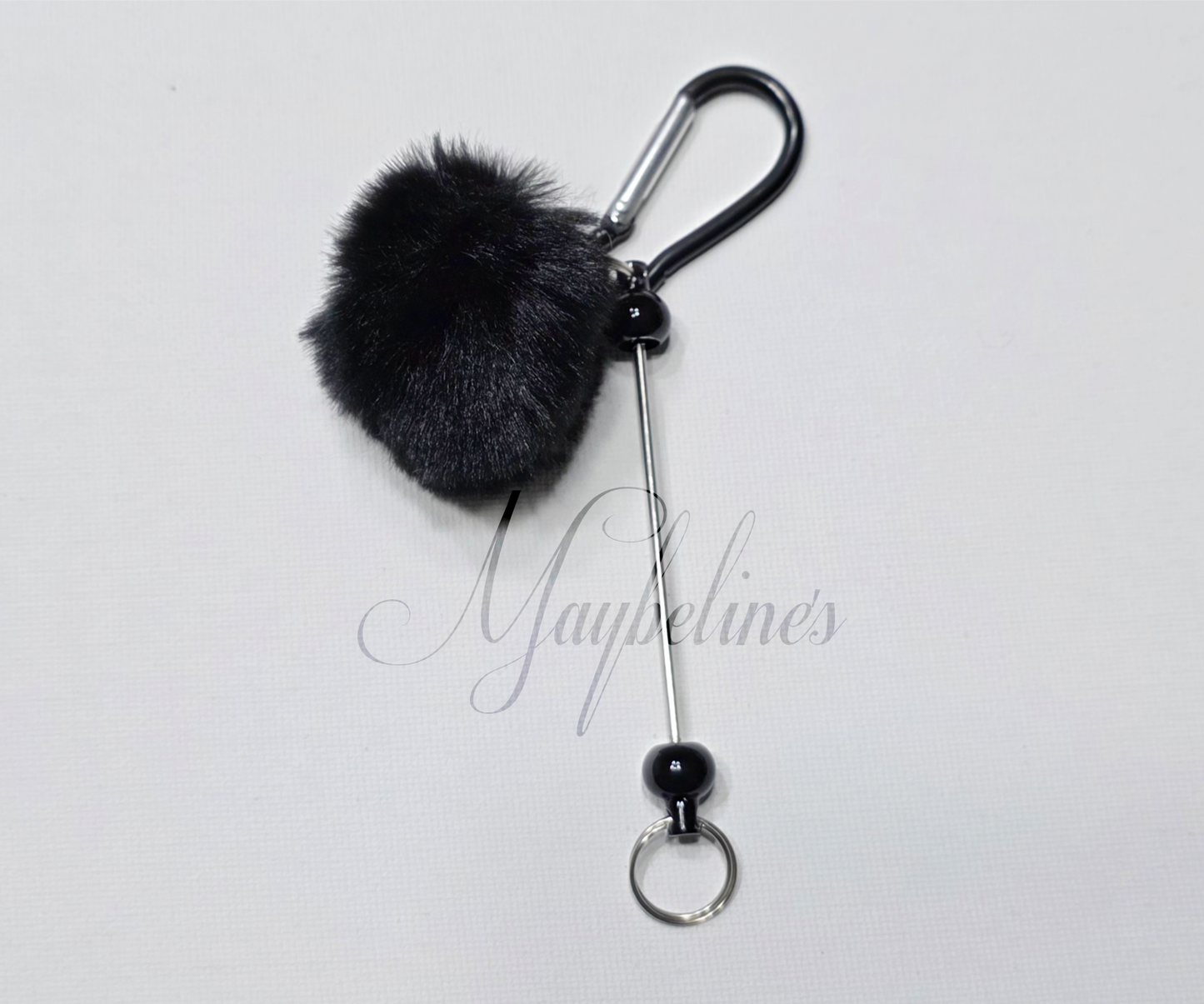 Beadable Keychain Bar with Pom Pom —  (DIY Blank)
