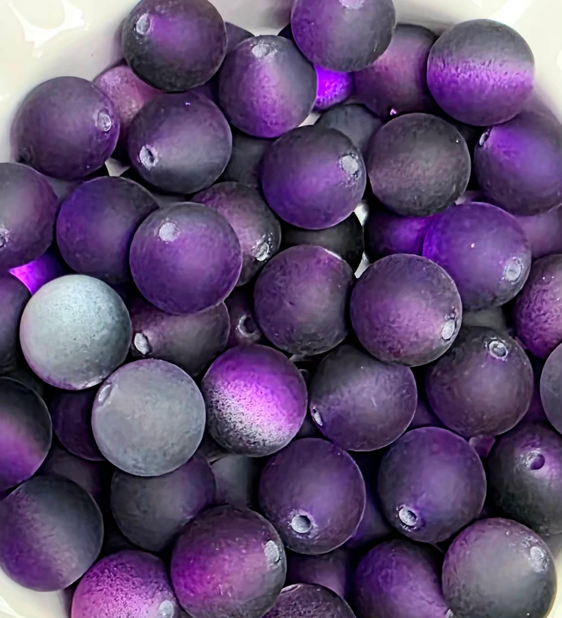 Purple, Black & Gray 3-Tone Frosted Cat Eye Acrylic Beads – 16mm – 5 Pack