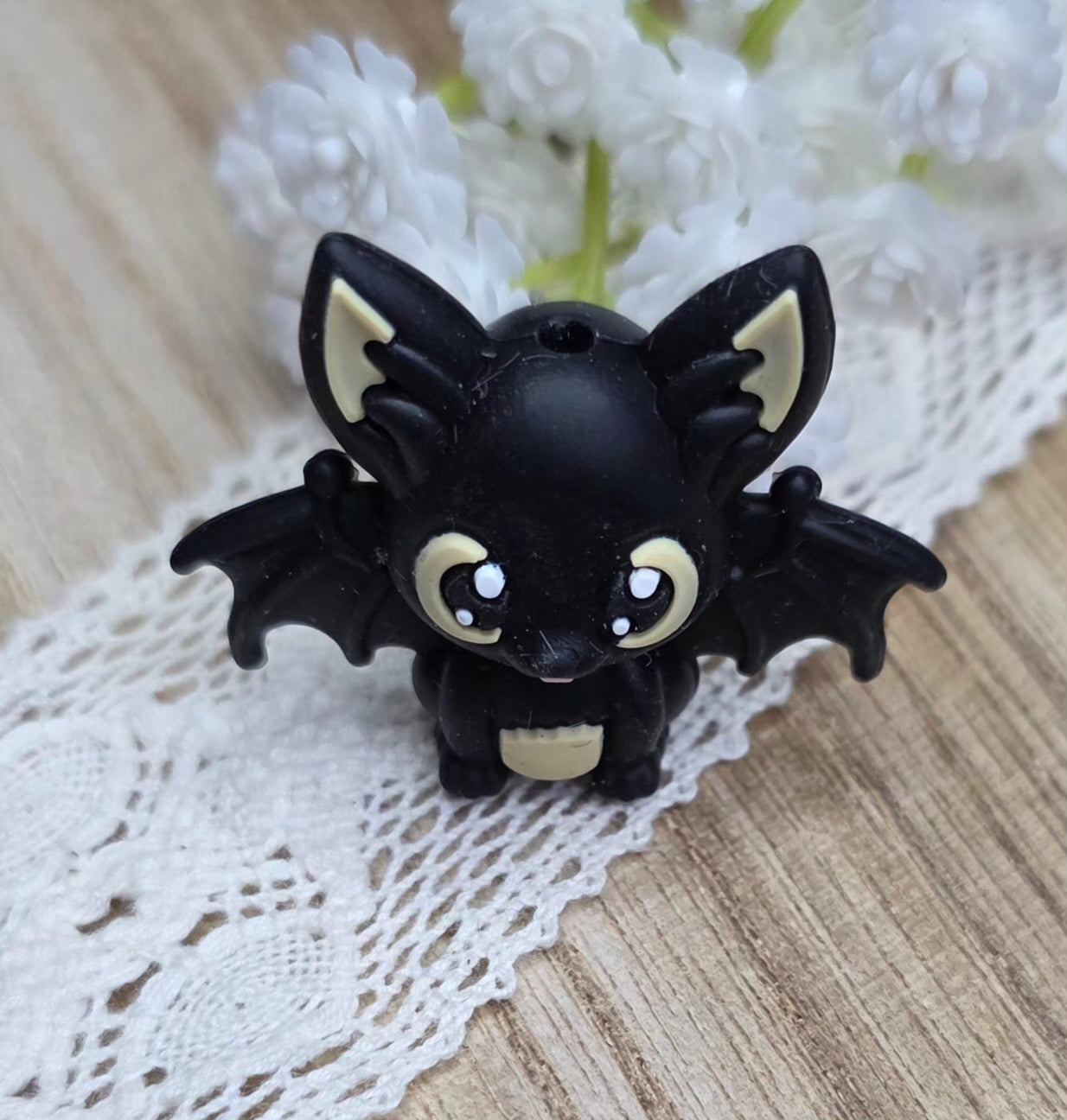 3D Cute Bat Silicone Focal Bead