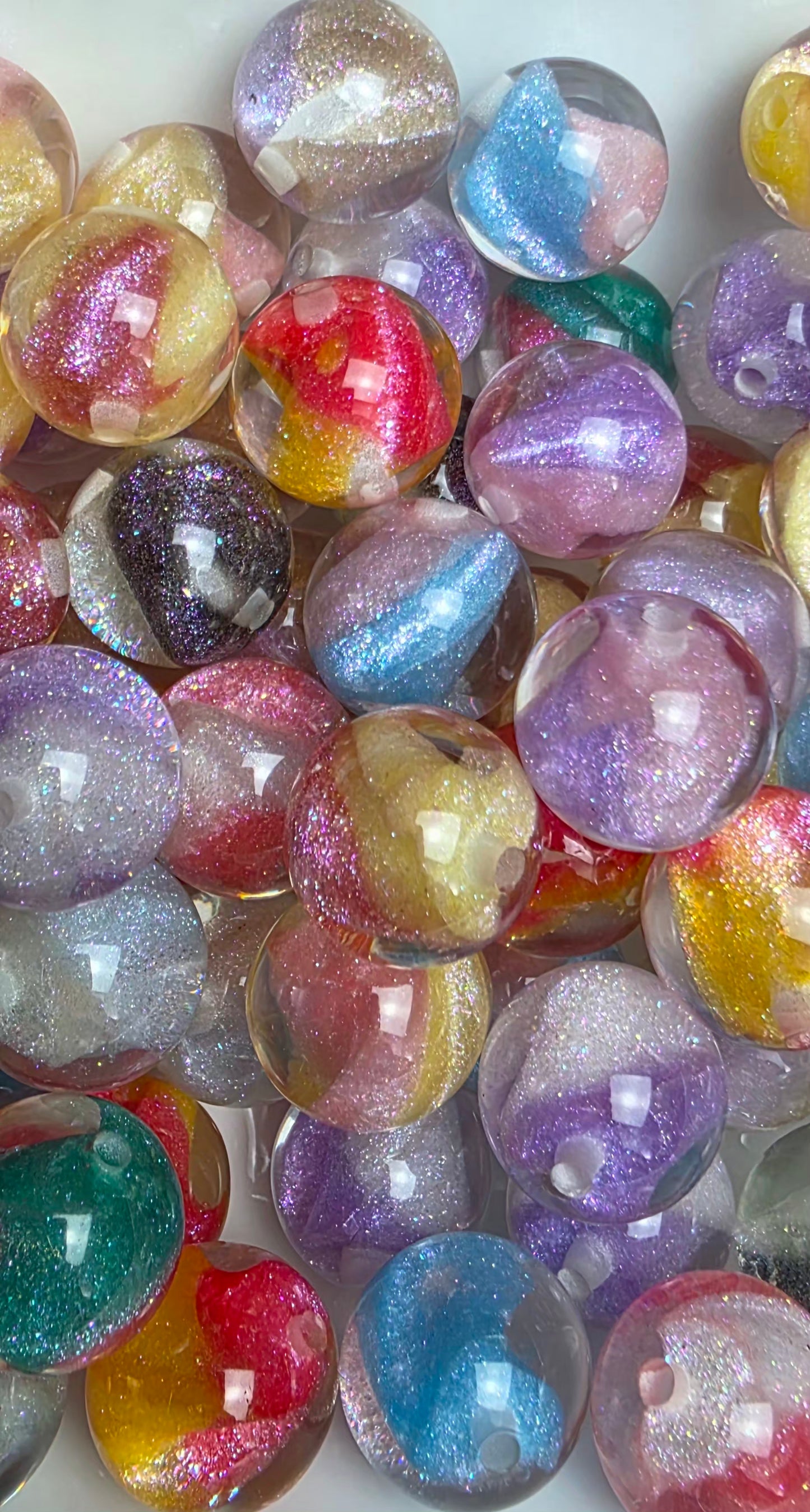 Multicolor Swirl Glitter Shimmer Acrylic Bead Mix – 16mm – 10 Pack
