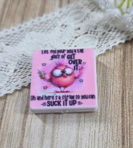 Funny Sassy Bird Silicone Focal Bead – Get Over It Humor Design