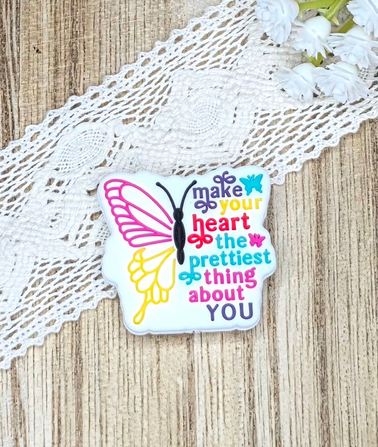 Make Your Heart the Prettiest Thing About You Butterfly Silicone Focal Bead | Inspirational DIY Craft Supply
