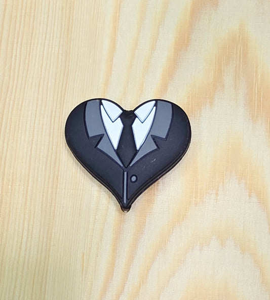 Black suit silicone focal bead - A125